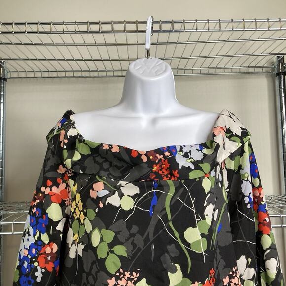 Banana Republic Dark Floral Off Shoulder Dress Size L Tall Moto‎ Boho Flowy - Picture 8 of 14